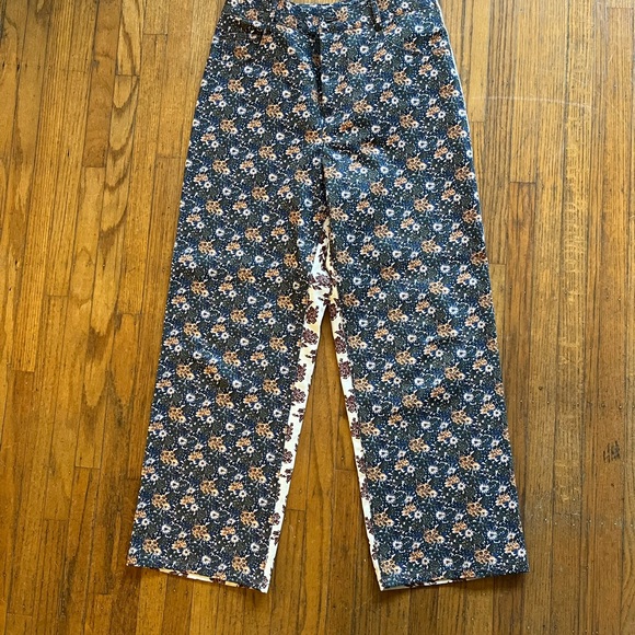 No. 6 Agatha Pants - floral navy/orange front, cream/burgundy back - Picture 2 of 9